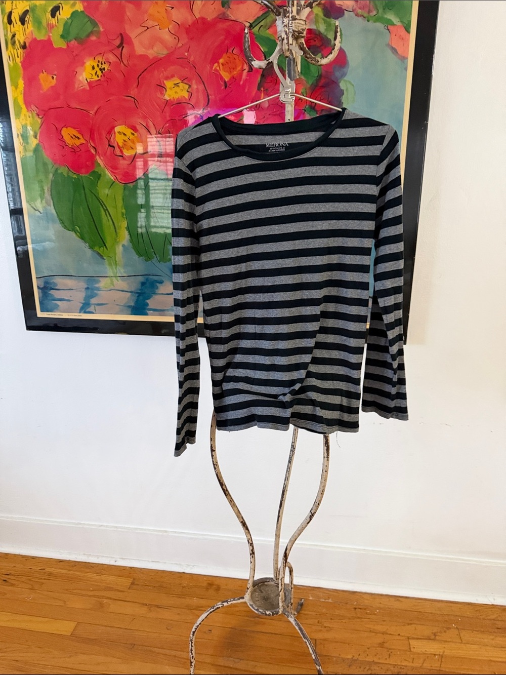 Striped Long Sleeve Tee - Black & Gray